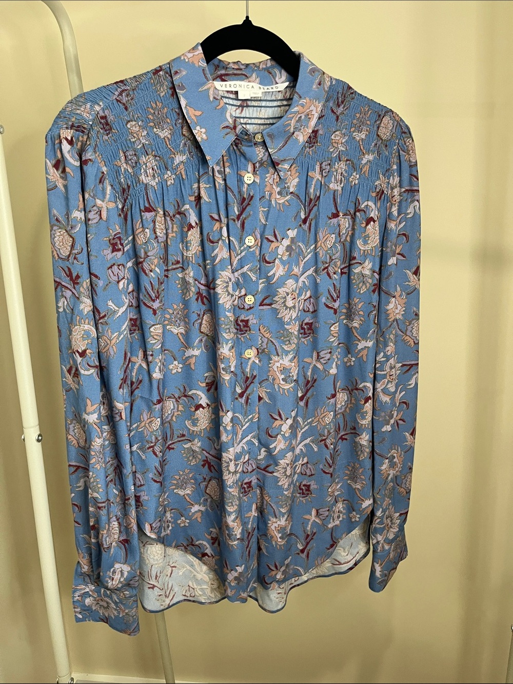 Veronica Beard Sky Blue Floral Button-Down Shirt